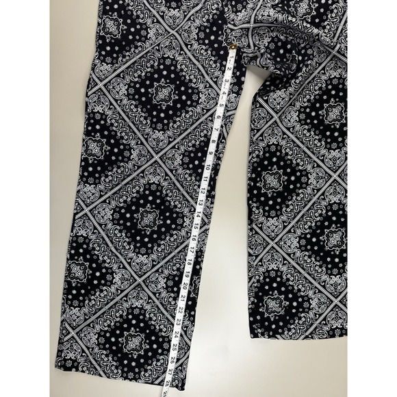 Monteau Los Angeles Linen Blend Wide Leg Bandana Print Pants XL Black White - Picture 2 of 11